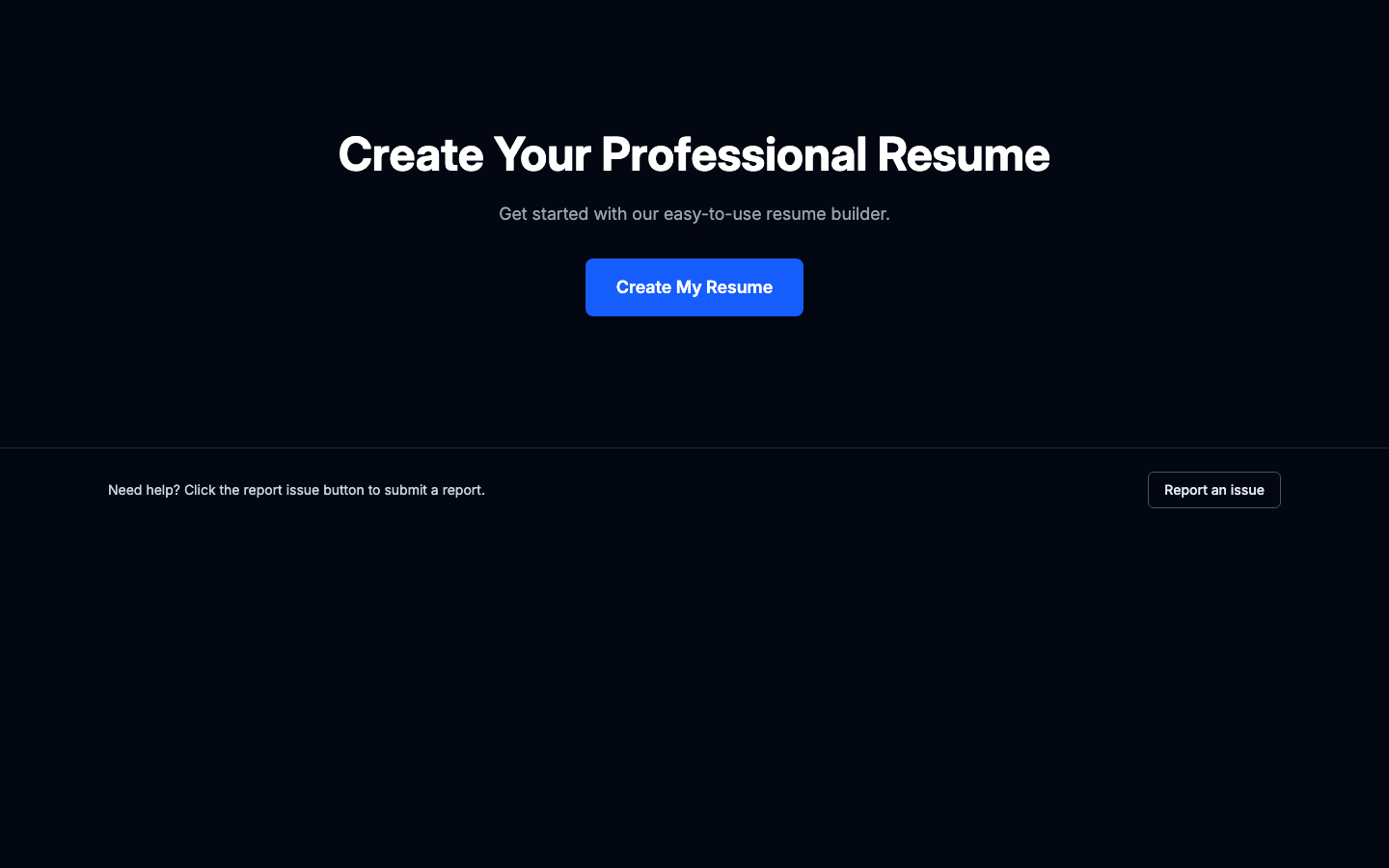 The SCC resume builder landing screen — "Create Your Professional Resume"